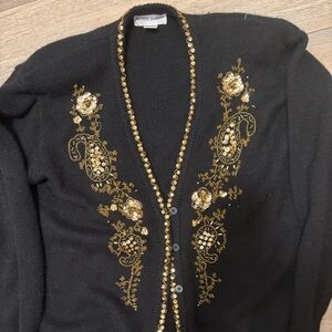 Chic Black and Gold Women's Cardigan Alfred Dunner sweater